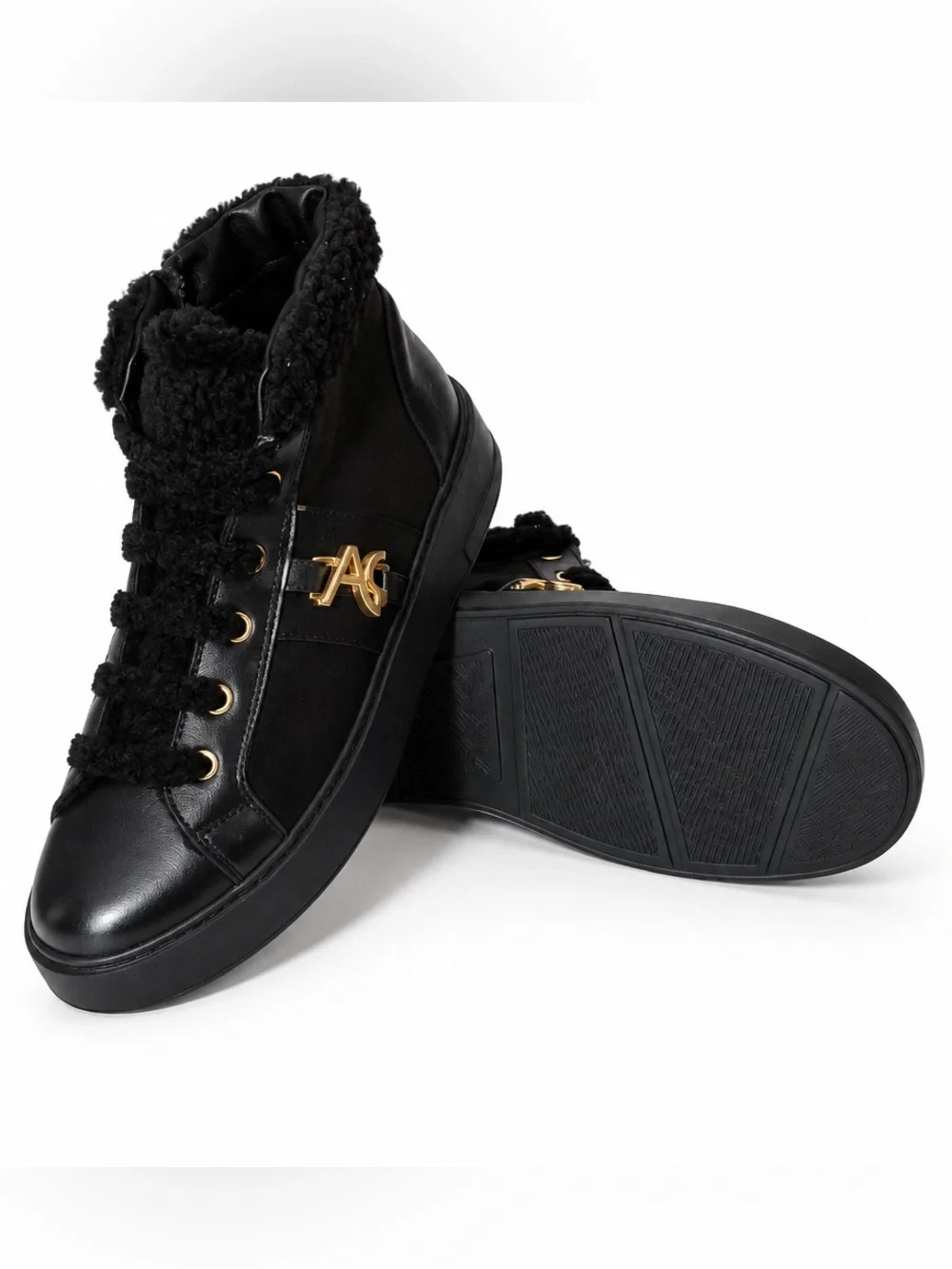 Alberto Ciccioli Women’s Black Soft Leather Ankle Booties with Gold Hardware